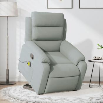 Sillón reclinable de masaje elevable terciopelo gris claro vidaXL