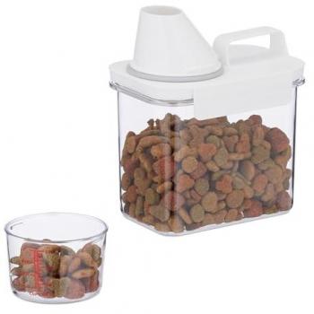 Contenedor Hermético de Alimentos Relaxdays, 1.1 Litros, con Vaso Medidor, Ideal para Piensos Secos y Muesli, Transparente