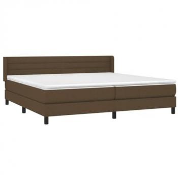 Cama Box Spring con Colchón de Tela Marrón Oscuro 200x200 cm