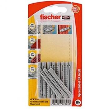 Taco de expansión Fischer SX 6x50 con mayor profundidad de anclaje (10 unidades)