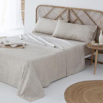 Juego de Sábanas Sella Beige Microfibra Hipoalergénica para Cama de 105 x 190/200 cm - Incluye Sábana Encimera, Fundas de Almohada y Sábana Baj