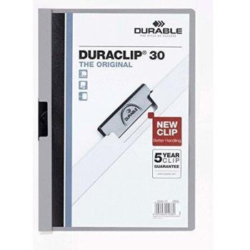 Durable Duraclip - Carpeta con 30 hojas, A4, color gris