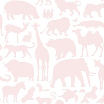 Papel pintado de animales en color rosa suave - 0,53 x 10,05 m - Estahome