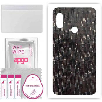Autocolante Protectores para la Parte Trasera Compatible con Xiaomi Mi A2 Lite (Redmi 6 Pro), Film de Envoltura, Folie, Vinilo - Patrón Carbono Negro Pixel