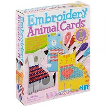 4M - Embroidery Animal Cards, Juego de Creatividad
