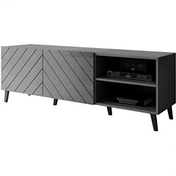 Mueble TV Charlotte 144, Grafito Brillante, 2 Puertas, 150 x 52 x 42cm