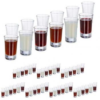 Set de 96 vasos para chupitos de vidrio, 4 cl, aptos para lavavajillas, transparentes