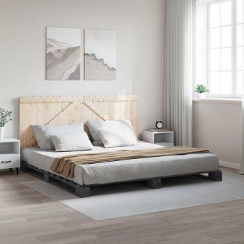 Cabecero redondo gris 200x200 cm madera maciza de pino vidaXL