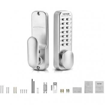Serradura mecánica sin llave VEVOR de 14 teclas, con teclado mecánico, perilla de acero inoxidable impermeable para puerta de entrada en casa y oficina
