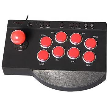 Subsonic Multi-Format Arcade Stick Controller - PS3, PS4, Xbox Series X/S, Xbox One, Nintendo Switch, PC - Wired Gaming Joystick (Black/Red)