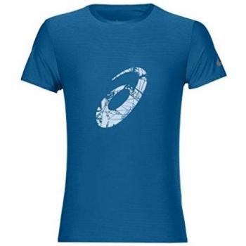 ASICS Graphic SS Camiseta de Manga Corta, Hombre, Azul
