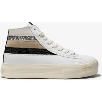 Zapatillas altas de mujer One way estampadas con cierre de cordones en color beige
