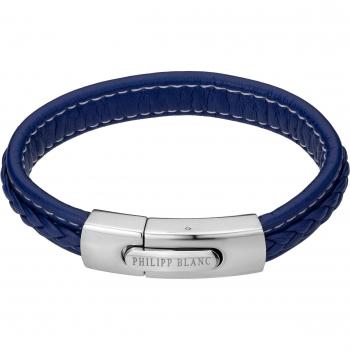 Philipp Blanc Henry Genuine Leather and Stainless Steel Bracelet