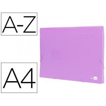 Carpeta Liderpapel clasificador fuelle polipropileno Din A4 lavanda opaco 13 departamentos 11056