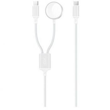 Cable USB 2 en 1 - 60W - Tipo C + Carga Magnética para Apple Watch - 1 Metro - Color Blanco