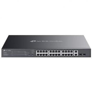 Switch Gigabit TP-Link Omada ES228GMP 28 Puertos Easy Managed con 24 Puertos PoE+ y 2 SFP, Montable en Rack 1U