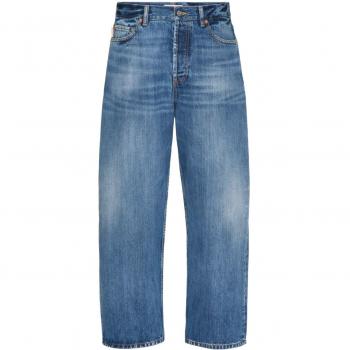 Valentino Men's Denim Cotton Jeans - Blue, Size 30, Straight Fit, Classic Style