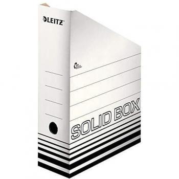 Archivador de Revistas Leitz Solid A4, Capacidad para 900 Hojas, Cartón Blanco y Negro, Dimensiones 32x26x10 cm
