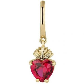 Ear Candy - Piercing de aro Ruby Heart de plata bañado en oro amarillo 18k