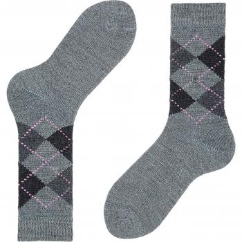 Burlington Women's Whitby Extra Soft Argyle Socks, Charcoal Grey, Size 3.5-7
