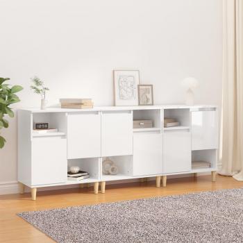Aparadores de Madera Contrachapada 3 uds 60x35x70 cm, Mueble de Almacenaje de Salón, Buffet para salón, Armario Auxiliar, Armario de Almacenamiento en Blanco Brillo