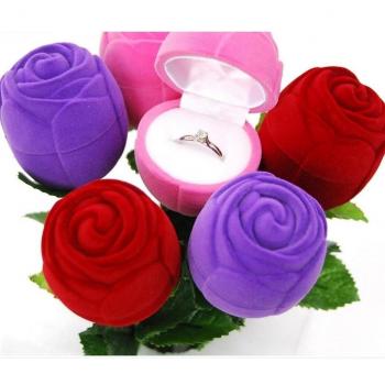 Suerte Lu flores de rosa. Joyas Caja De Regalo De Anillo Pendientes Collar Joyería de compromiso regalo del día de San Valentín