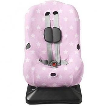haton infantil Asiento de coche Jersey Talla 1 universal para sistema de 3 puntos y de 5 puntos. rosa mit weißen Sternchen