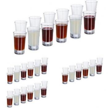 Set de 48 vasos para chupitos de vidrio transparente, 4 cl, aptos para lavavajillas