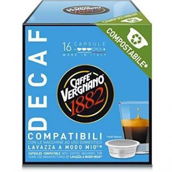 Caffe' Vergnano 1882 Cápsulas Café Compatibles Lavazza A Modo Mio Compostables, Descafeinado - 1 x