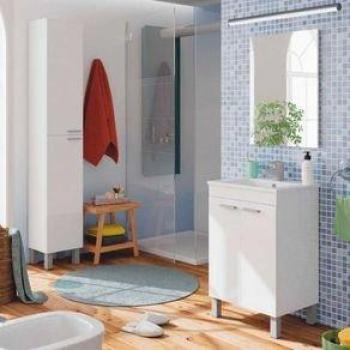 Mueble de baño Koncept 2 puertas + espejo + lavabo blanco