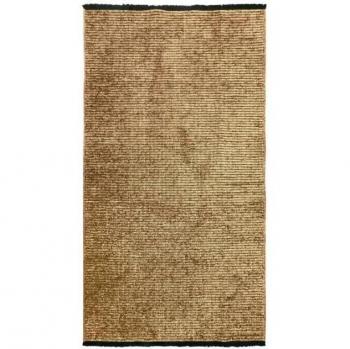 Alfombra de tejido plano de algodón negro con reflejo de luz beige 80x150 cm
