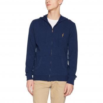 L.Bolt Full Zip Knitted Cashmere Blend Hoodie State Jersey, Hombre, Azul, M