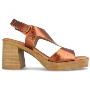 Sandalia para mujer de piel con tacón alto Babane terracota de Marila