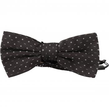 Gray Polka Dot 100% Silk Neck Papillon Tie