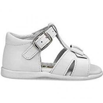 PEKES Sandalia cómoda de Piel niña Pet 10123C Blanco - 24, Blanco