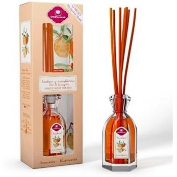 CRISTALINAS. Ambientador MIKADO Clásico. Difusor con varillas de ratán. Formula sin Alcohol. Máxima duración: más de 12 semanas. Capacidad 90ml. Disfruta de tu aroma favorito AZAHAR.