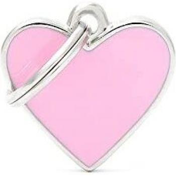 My Family Placa de Identificación personalizado para perro Made in Italy, Pequeño Corazón Rosa, Placa de identificación de Perro Grabada Gratis, Metal esmaltado a mano, Colección Basic Handmade, 25x25 mm