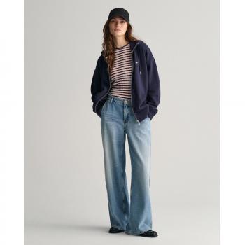 Sudadera con Capucha GANT SHIELD ZIP HOODIE para Mujer, Talla XL, Color Azul Noche, 87% Algodón y 13% Poliéster, Con Bordado Gráfico en el Pecho