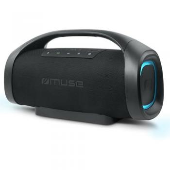 Muse M-980 BT - Altavoz Bluetooth Portátil Splash Proof Negro con 300W, Efectos de Luces LED, Sonido Estéreo y Función FM