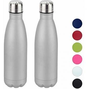 Gourdes Isotérmicas de Acero Inoxidable 0,5 Litros (2 Unidades) - Frío y Calor, Color Plata