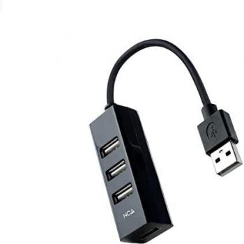 NANOCABLE 10.16.4404 - Hub USB 2.0 con 4 Puertos de USB 2.0, USB-A/Macho a USB 2.0/Hembra, Negro, 15 cm
