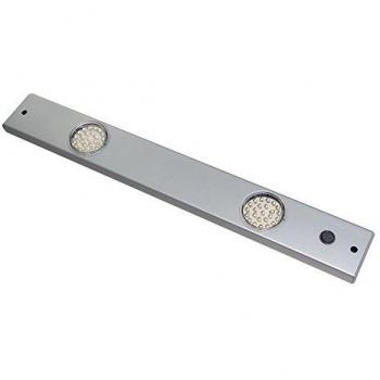 Regleta LED de aluminio ultraplana, 2 bombillas de 1,5W cada una, color cromo, con interruptor y cable de 1,5 m