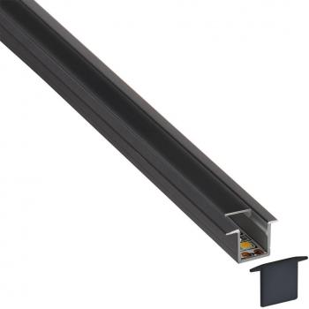 Kit Perfil Aluminio Oki Empotrado para Tiras LED 2m Negro