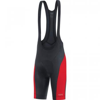 Gore Wear C3 Pantalón Corto Tirantes, Hombre, Negro/Rojo, L