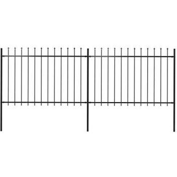 vidaXL Garden Fence with Spear Top Steel 3.4x1.2 m Black