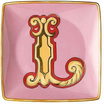 Bandeja Cuadrada Versace Holiday Alphabet L 12 cm Rosa