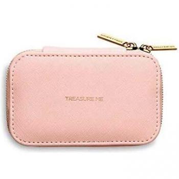 NEW Estella Bartlett Women's Treasure Me Zipped Mini Jewellery Box, Blush Pink