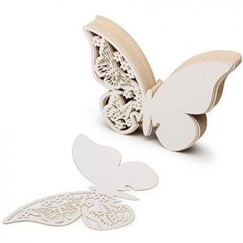 fitTek 50Pcs Tarjeta de Copa Mariposa Blanco para Magdalena Cupcake Boda Party