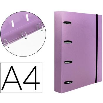 Carpeta con recambio liderpapel A4 cuadro 5mm 100 hojas 80g polipropileno 4 anillas mixtas 25mm lavanda