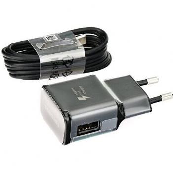 Samsung Original Tipo C Cargador rápido EP-TA20EBE Color Negro Incluye USB Tipo C Cable de Carga Rápida Galaxy S8 S8 S8 S9 Plus S9+ A3 A5 A7 2017 USB-C